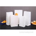 Белый крафт-бумажный упаковочный пакет с плоским дном